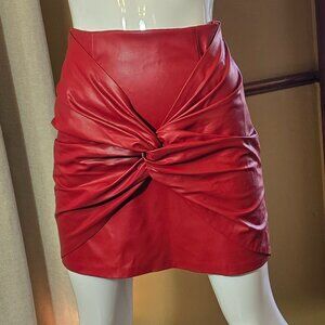 Red Faux Leather ZARA Miniskirt sz M